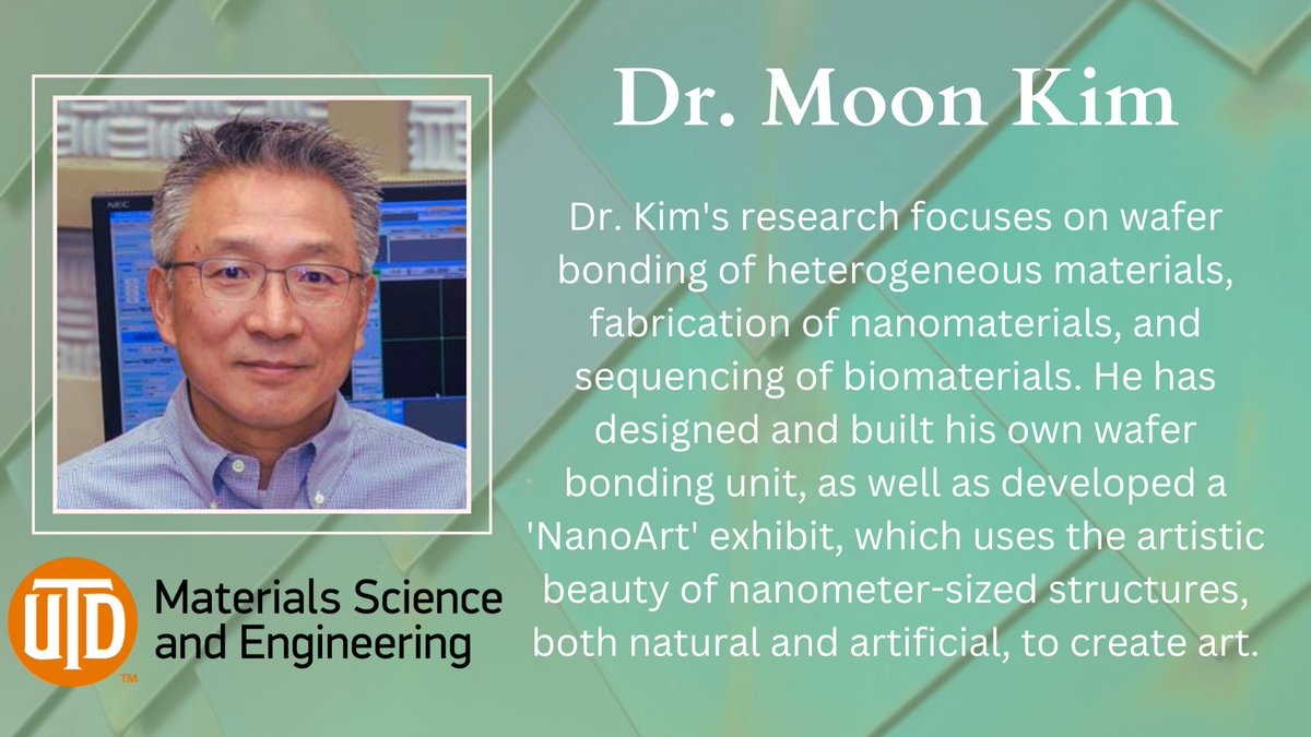 UTDMaterialsSci's tweet photo. Today is National Kim Day! Here at #UTDMSE we wanted to highlight Dr. Jiyoung Kim and Dr. Moon Kim. Learn more about them and their achievements with the links below. #UTD #MakingThingsThatMatter #MaterialScience #Engineering
https://t.co/grRHHtzdav
https://t.co/FvuPC8hx0p https://t.co/rlFWT0tmQ9