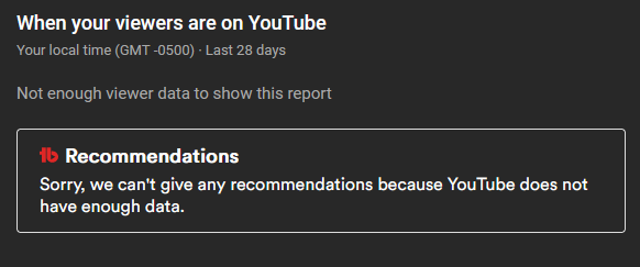 PolratG's tweet photo. @YouTube What does it take to get the channel analytics to work showing when your viewers are online? https://t.co/lWTzFKBzvp