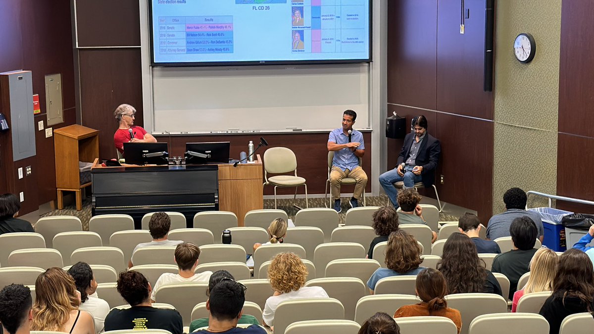 #UMElectionCourse pleased to host <a href="/carloslcurbelo/">Carlos Curbelo</a> cc: @ScienceUmiami <a href="/UMCAS/">UM Arts&Sciences</a> <a href="/AmandiOnAir/">Fernand R. Amandi</a> <a href="/MarcACaputo/">Marc Caputo</a> @JoeUscinski