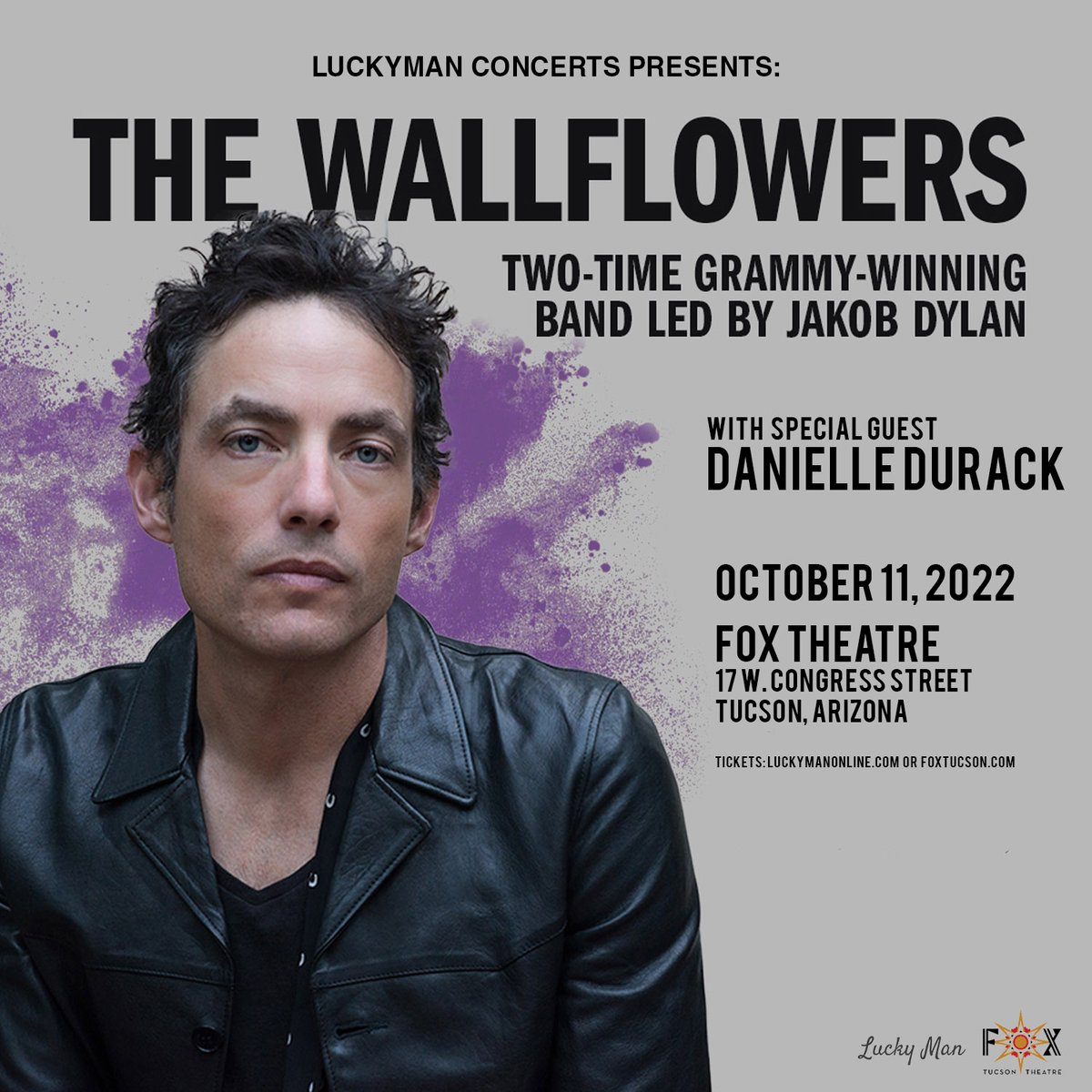 TONIGHT IN TUCSON 🌵 The Wallflowers are at the Fox Tucson Theatre with special guests Danielle Durack.   Doors open at 7pm.   
Tickets:  bit.ly/3fZKa9o