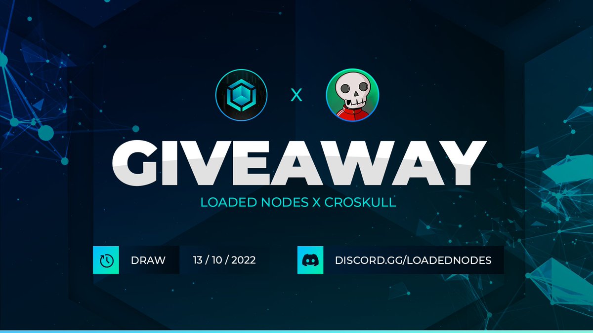 CroskullNFT's tweet photo. 💠 Giveaway

In collab with @LoadedNodes to celebrate their presale, try to win 2 x Tier 2, 100$ in CRO &amp; 10 WL Spots!

Rules ⬇️

🔹 RT &amp; Follow @LoadedNodes &amp; @CroskullNFT
🔹 Join https://t.co/Pk4szTK3hY &amp; https://t.co/0svYppa4FW
🔹 Tag 2 friends

#LoadedNodes #Giveaway #CROFam https://t.co/5qgPmaOAxO