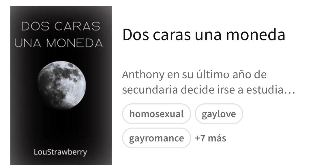 LouStrawberry1's tweet photo. Mi novela “Dos caras una moneda” ya esta disponible en Wattpad. #gay #Wattpad #librogay #LGBTQ #novela #Romance #booktok #gaystory https://t.co/xZ0vxaIyfb