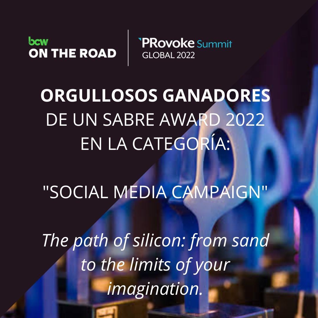 BursonMexico's tweet photo. En BCW nos enorgullece compartir que gracias al trabajo realizado con nuestro #BCWClient Intel fuimos acreedores al 🏅SABRE AWARD 2022🏅en la categoría "Social Media Campaign" con el caso: The path of silicon: from sand to the limits of your imagination. 🎇🎉#MovingPeople https://t.co/rb0dfX4KyI