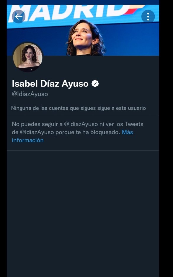 Mariaqvayviene's tweet photo. Me he quedado patidifusa. Es la primera persona pública q me bloquea desde q entré en Twitter en 2015...
#AyusoAPrisión #AyusoCriminal #PPcaca #PopularesOLibertad https://t.co/5kBZ3pQC0s