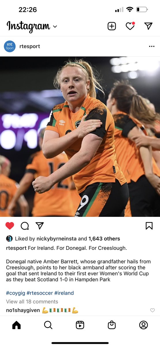 Amazing, congrats girls , done the whole country proud , 1st ever World Cup qualification to inspire a generation. Unbelievable that a Donegal woman Amber Barrett scored the all important goal after a terrible week 🙏🏼🇮🇪🇮🇪🇮🇪🙏🏼 #coygig