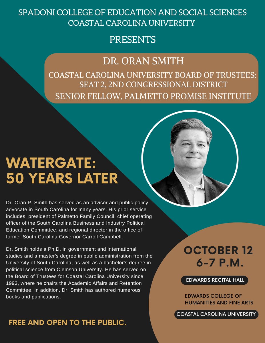 Join us tomorrow at 6 p.m. for the free lecture 'Watergate: 50 Years Later,' featuring Dr. Oran Smith: