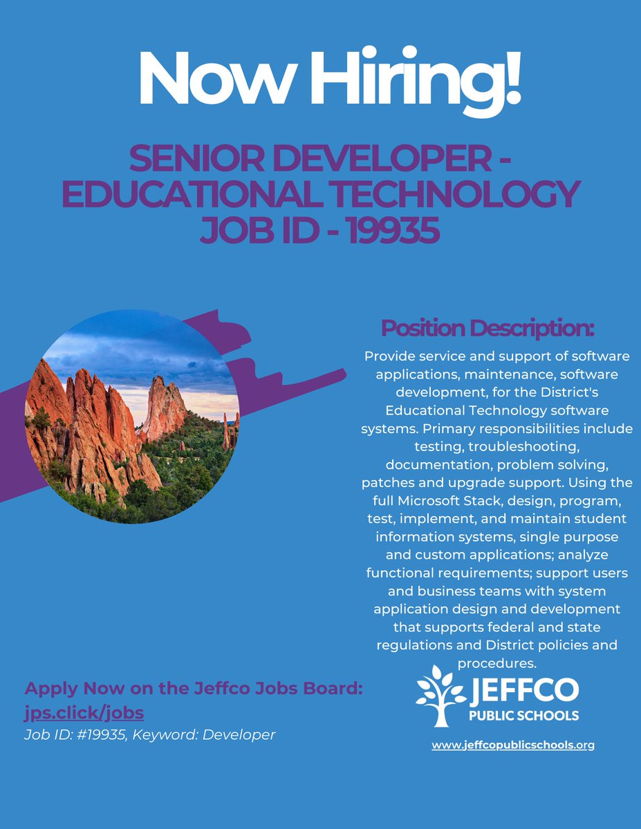 Interested in a hybrid working environment? Now that I have your attention, we are hiring for our next Senior Developer - Educational Technology! This role will be tasked with providing service and support of software applications, and maintenance!