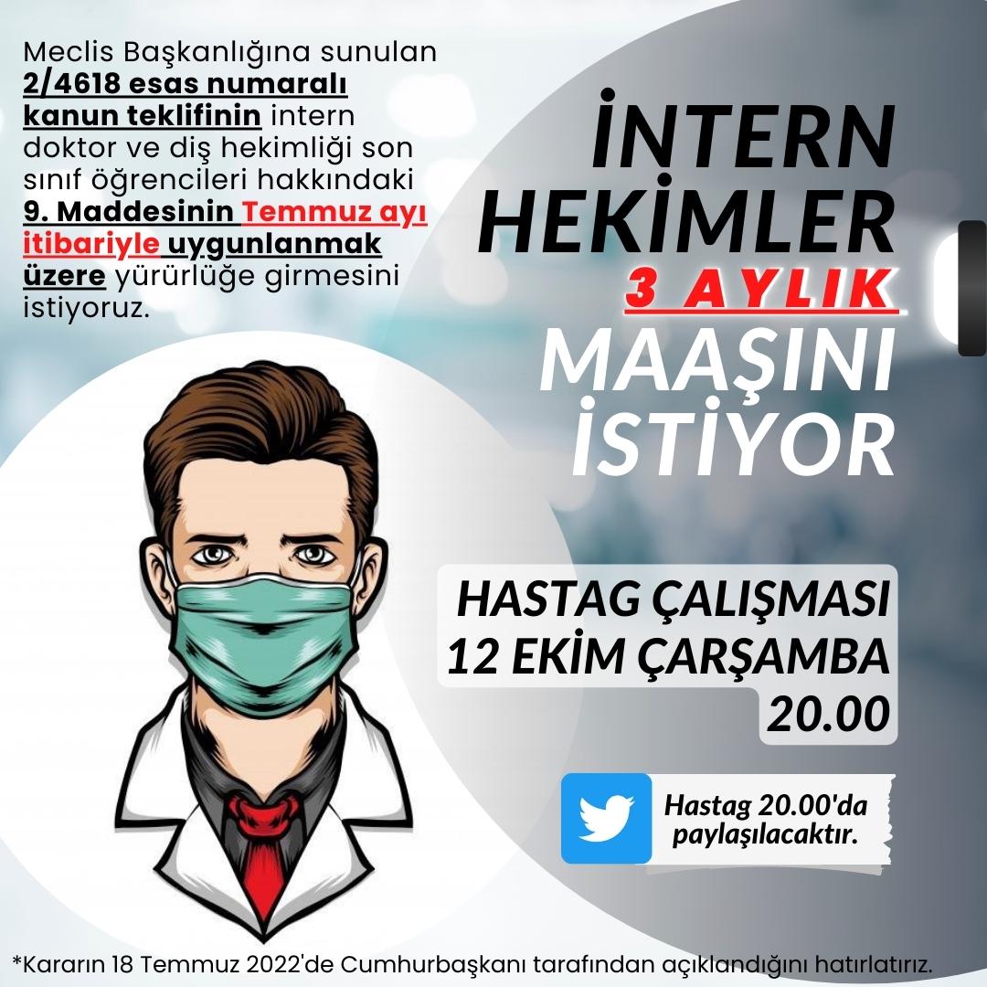 İntern Hekim İletişim Platformu (@doktorintern) on Twitter photo ÇARŞAMBA | 20.00
Hastag Çalışması:
"İNTERN HEKİM
3 AYLIK MAAŞINI İSTİYOR"
2/4618 sayılı kanun teklifinin 9. Maddesi temmuz itibariyle uygulanacak şekilde yürürlüğe girmelidir.
<a href="/RTErdogan/">Recep Tayyip Erdoğan</a> <a href="/drfahrettinkoca/">Dr. Fahrettin Koca</a> <a href="/erolozvar/">Erol Özvar</a> ÇARŞAMBA | 20.00
Hastag Çalışması:
"İNTERN HEKİM
3 AYLIK MAAŞINI İSTİYOR"
2/4618 sayılı kanun teklifinin 9. Maddesi temmuz itibariyle uygulanacak şekilde yürürlüğe girmelidir.
<a href="/RTErdogan/">Recep Tayyip Erdoğan</a> <a href="/drfahrettinkoca/">Dr. Fahrettin Koca</a> <a href="/erolozvar/">Erol Özvar</a>