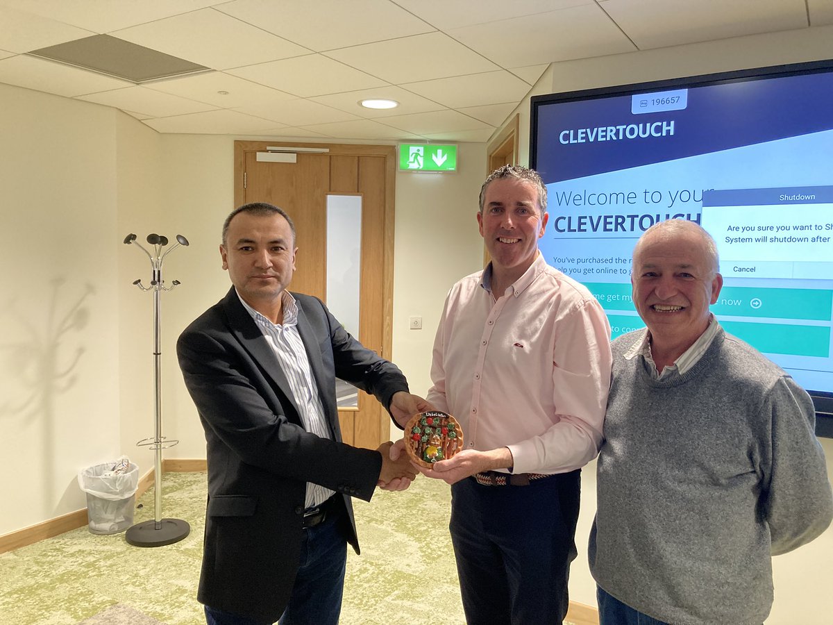 ACA Gen Sec Breian Carroll presented the role of private advisory in Irish AKIS to Dept delegates from Uzbekistan today in Moorepark. Pictured with Kholmirzaev Isroiljon (Head of Exec Dept Ministry of Agric) &amp; former Teagasc director Prof Gerry Boyle along with other delegates.