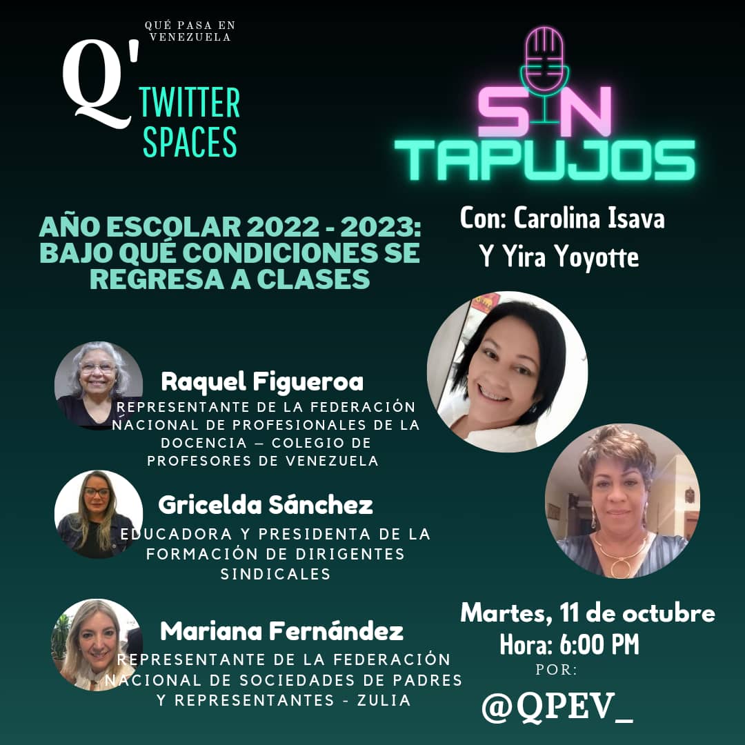QPEV_'s tweet photo. En minutos estarán  #EnVivo las periodistas; @jcarolinaisava y @YiraYoyotte en #SinTapujos 6:00pm por #TwitterSpaces https://t.co/rFHex8ntAn