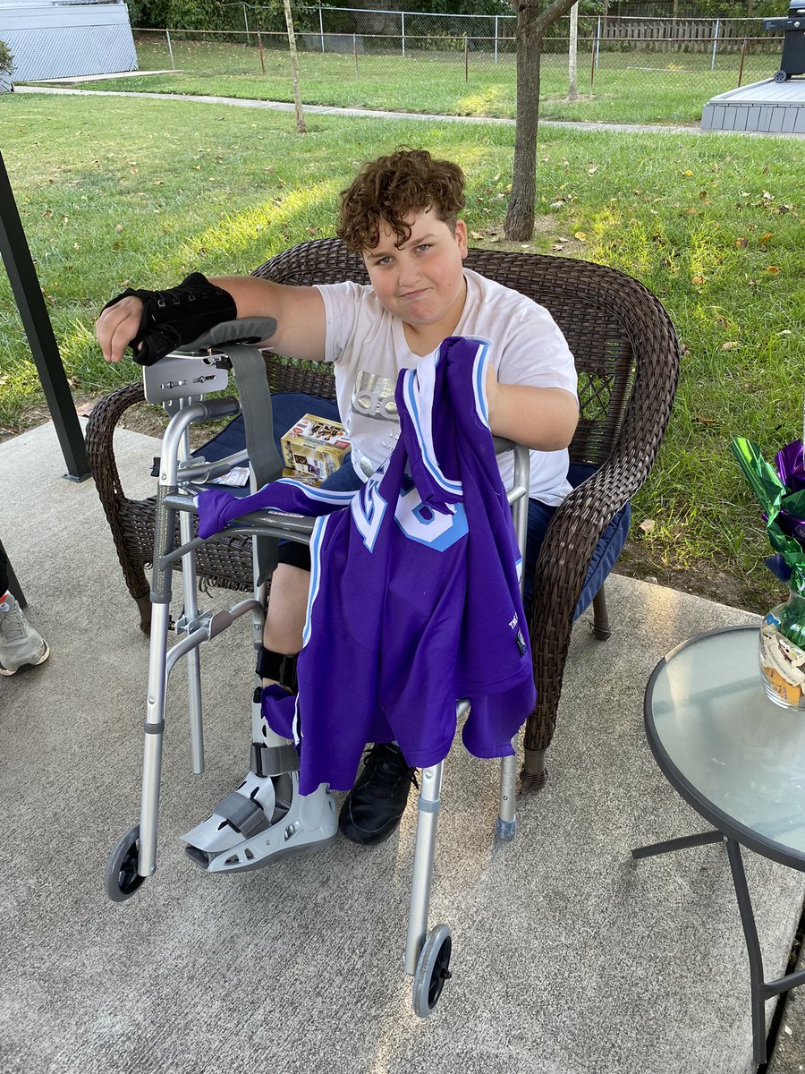 OutBackJack72's tweet image. @KingJames my young cousin Jackson was hit by a car last week while wearing your jersey. Medics cut it off. He’s going to be okay but can you hook him up with a jersey?