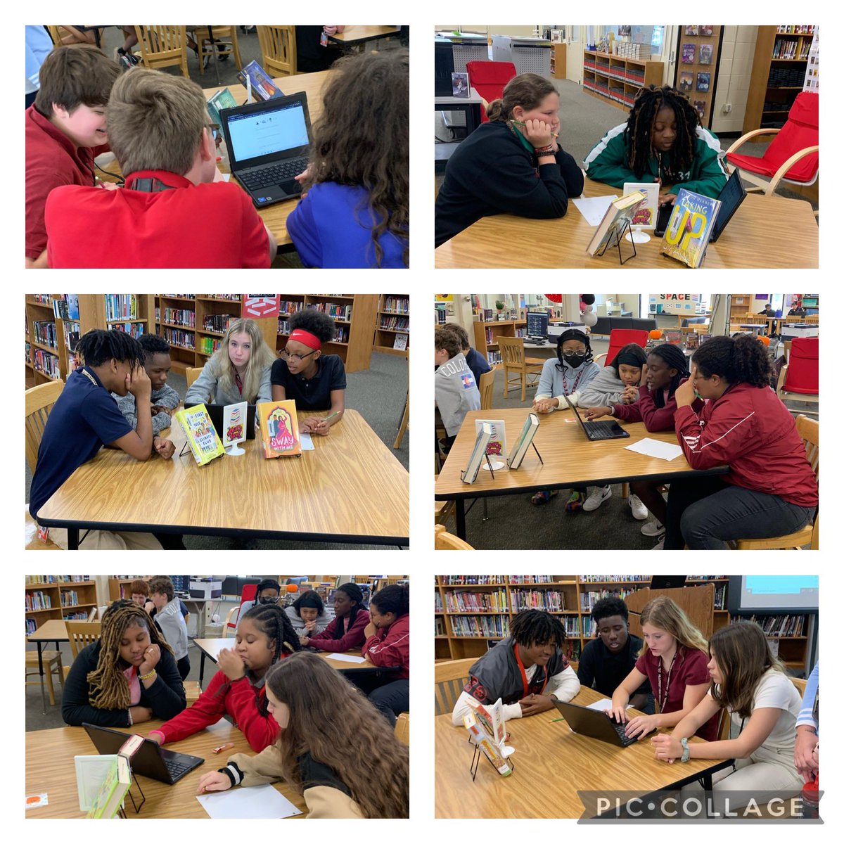 Bryson_MS's tweet photo. Mrs. Brown’s 8th Grade ELA classes did a digital breakout in the Media Center today! Lots of fun, great problem solving and awesome teamwork! #Back2Bryson https://t.co/3zwCHXcSAW