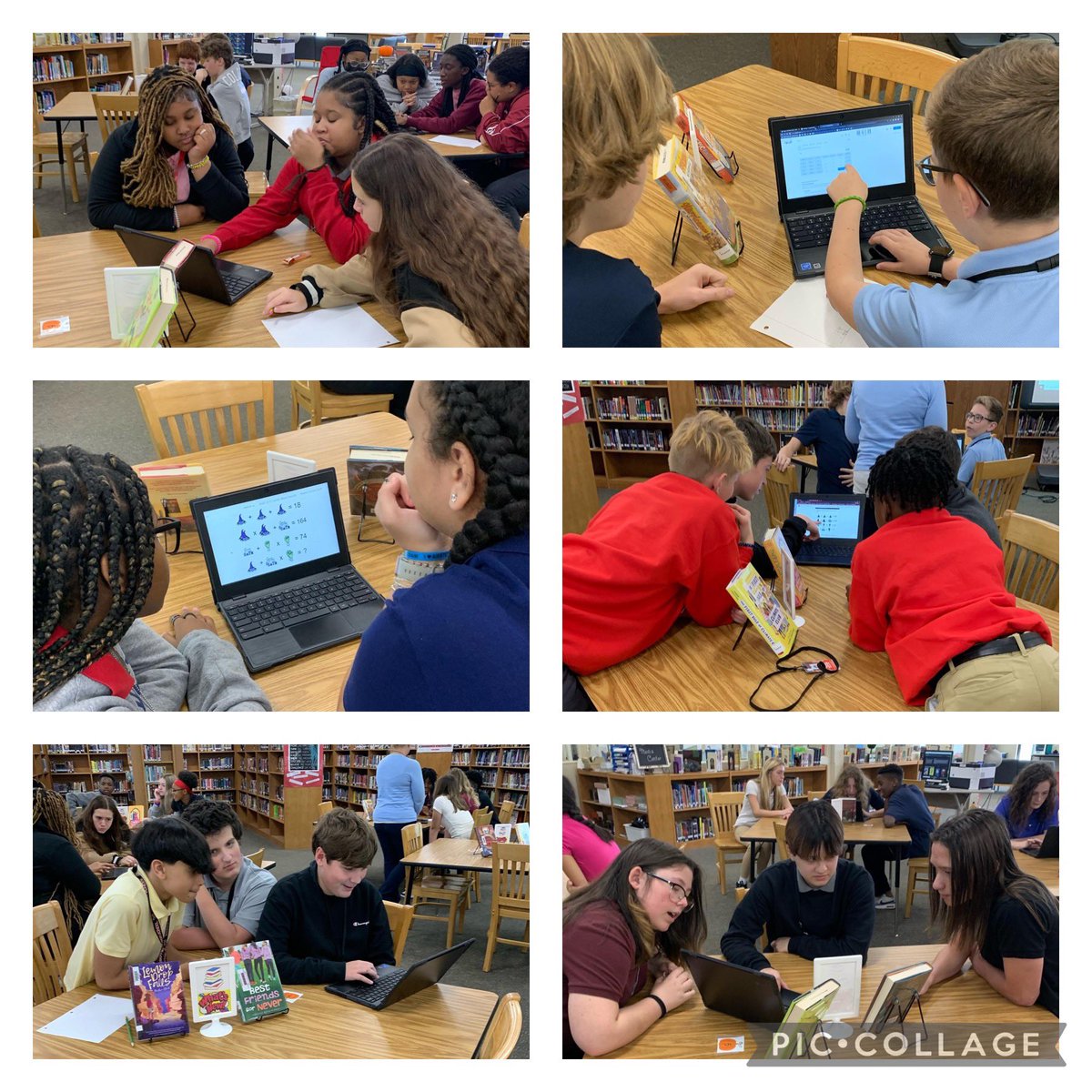 Bryson_MS's tweet photo. Mrs. Brown’s 8th Grade ELA classes did a digital breakout in the Media Center today! Lots of fun, great problem solving and awesome teamwork! #Back2Bryson https://t.co/3zwCHXcSAW
