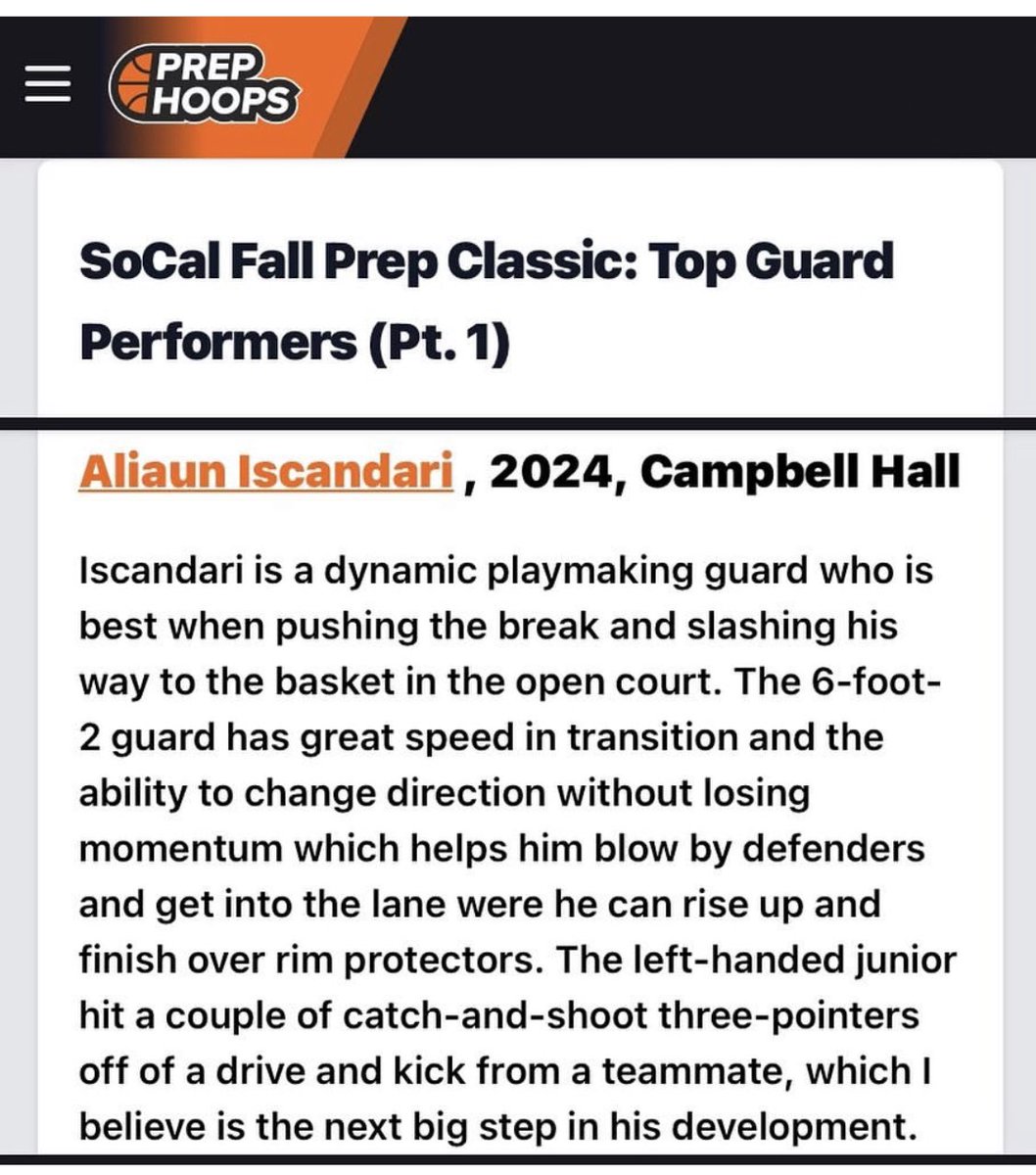 2024 CG Aliaun Iscandari (Campbell Hall) was impressive this past weekend.