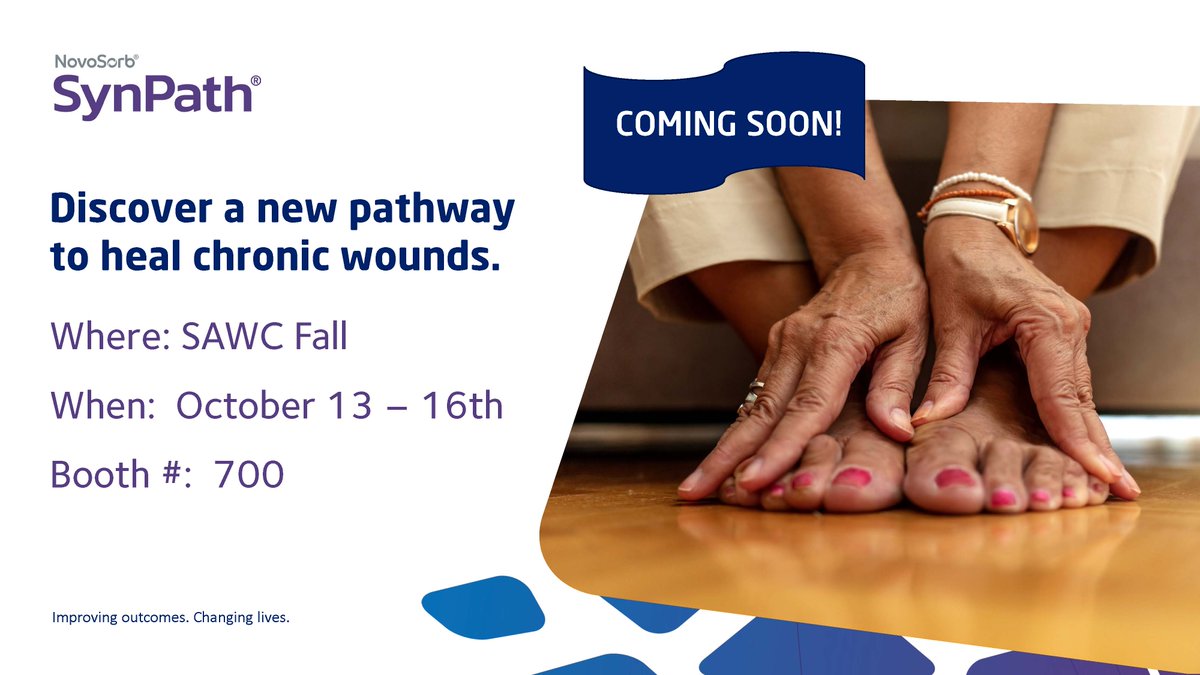 PolyNovoLTD's tweet photo. PolyNovo® is excited to attend the Fall Symposium on Advanced Wound Care in Las Vegas this week. Please stop by our booth (#700) to hear more about NovoSorb® SynPath®, our chronic wound product, coming soon to an outpatient setting near you!
#SAWCFall2022 #PolyNovo #SynPath https://t.co/jyWHqds1ZY