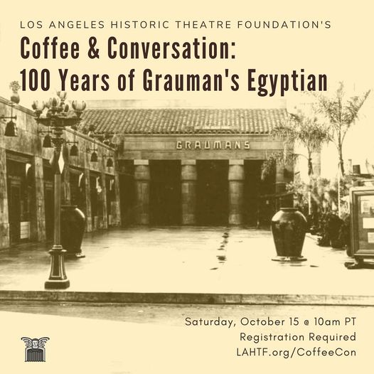 Official_LAHTF's tweet photo. Join us Saturday for a virtual walk through Grauman's Egyptian Theatre, from the first premieres to the age of Netflix.  We  can't wait to celebrate with you by sharing history &amp; appreciating the past as we look to the next 100 years.  Register today @ https://t.co/HmPYgAW1C8 https://t.co/Rze2PvFoMY