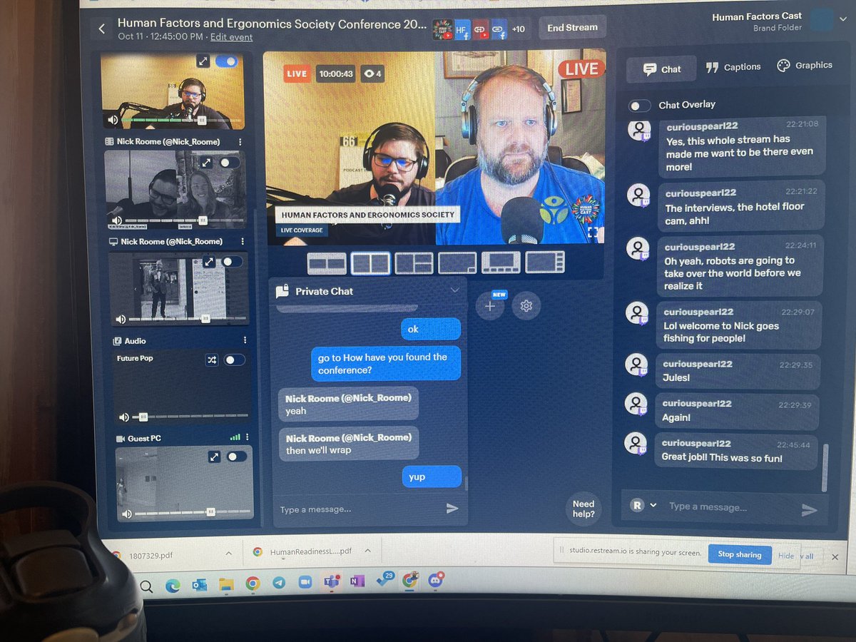 And that’s a wrap - 10 hour livestream with <a href="/Nick_Roome/">Nick Roome</a> on <a href="/HFactorsPodcast/">Human Factors Cast</a> from <a href="/HFES/">HF/E Society</a> #HFES2022 

It’s been a blast- thank you to all the guests and participants :-)