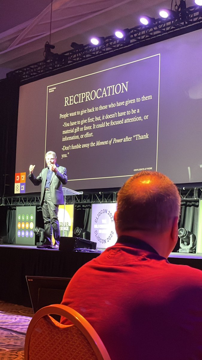 Sasha Perrin (@sashaperrinpr) on Twitter photo Show of hands if you’ve ever struggled to accept a thank you? Try ‘Of course I was glad to help, it’s what we do for one another.’ <a href="/RobertCialdini/">Dr. Robert Cialdini</a> giving amazing tips on not just the art of persuasion but also the art of gaining confidence at #ClioCon Show of hands if you’ve ever struggled to accept a thank you? Try ‘Of course I was glad to help, it’s what we do for one another.’ <a href="/RobertCialdini/">Dr. Robert Cialdini</a> giving amazing tips on not just the art of persuasion but also the art of gaining confidence at #ClioCon