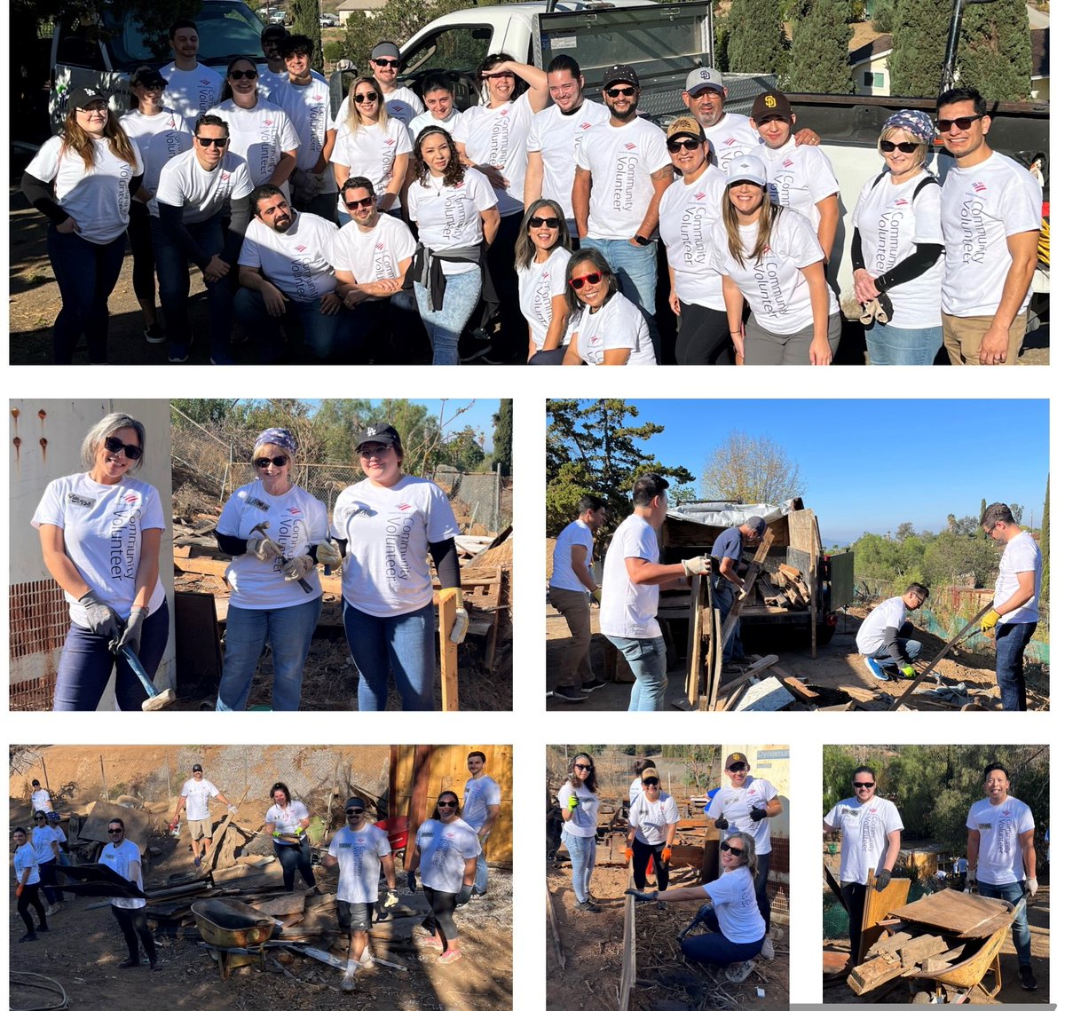 miaspano4's tweet photo. Keeping with tradition, #SanDiego @BankofAmerica and @SanDiegoHabitat teamed up for #GlobalBuildWeek! Last Saturday, our #BofAVolunteers helped clear out rubbish from the backyard of a home in need for an El Cajon family. https://t.co/QiQ88fm5KL