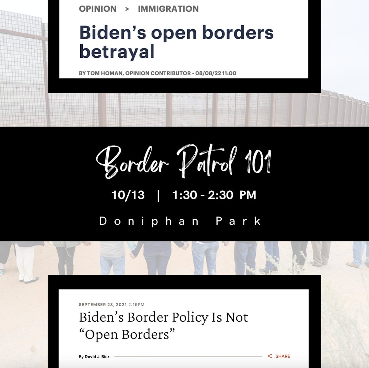 Is the Southern Border really "open"?

Meet with Custom + Border Patrol agents to hear about the realities on the ground and get answers to the questions you've been asking.

We hope to see you there!

#EPGD #ElPasoGivingDay #USMexicoBorder
