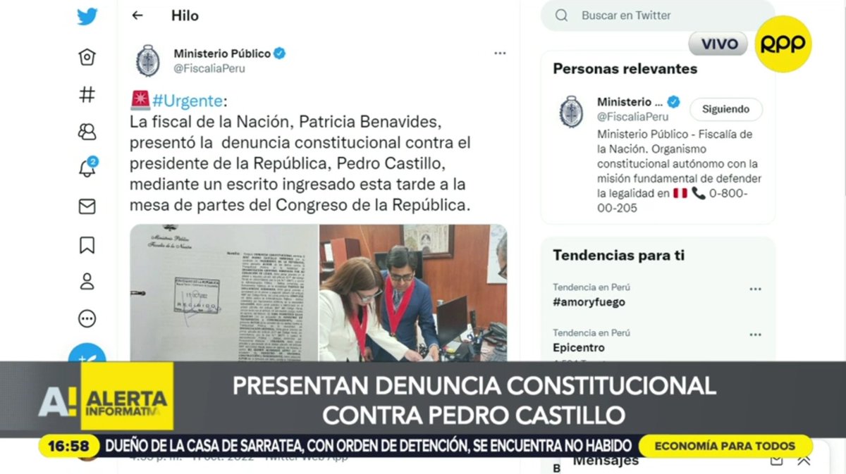 RPPNoticias's tweet photo. 🔴 #ULTIMOMINUTO: Fiscal de la Nación presenta acusación constitucional contra el presidente Castillo, e incluye a Juan Silva y Geiner Alvarado.

📺 ► Movistar 10 - 710 HD https://t.co/5cUQHzT4Sc