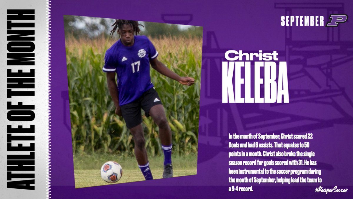 Plano Reapers Athletics would like to recognize Christ Keleba for being nominated for the September - Athlete of the Month! Congratulations Christ <a href="/ReaperSoccer/">Plano Reaper Soccer</a>