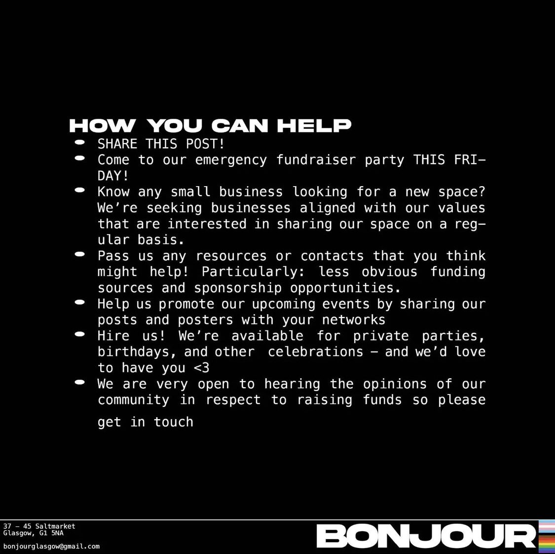 repost from bonjours recent instagram about struggling to keep up cost. please share !! I❤️BJ