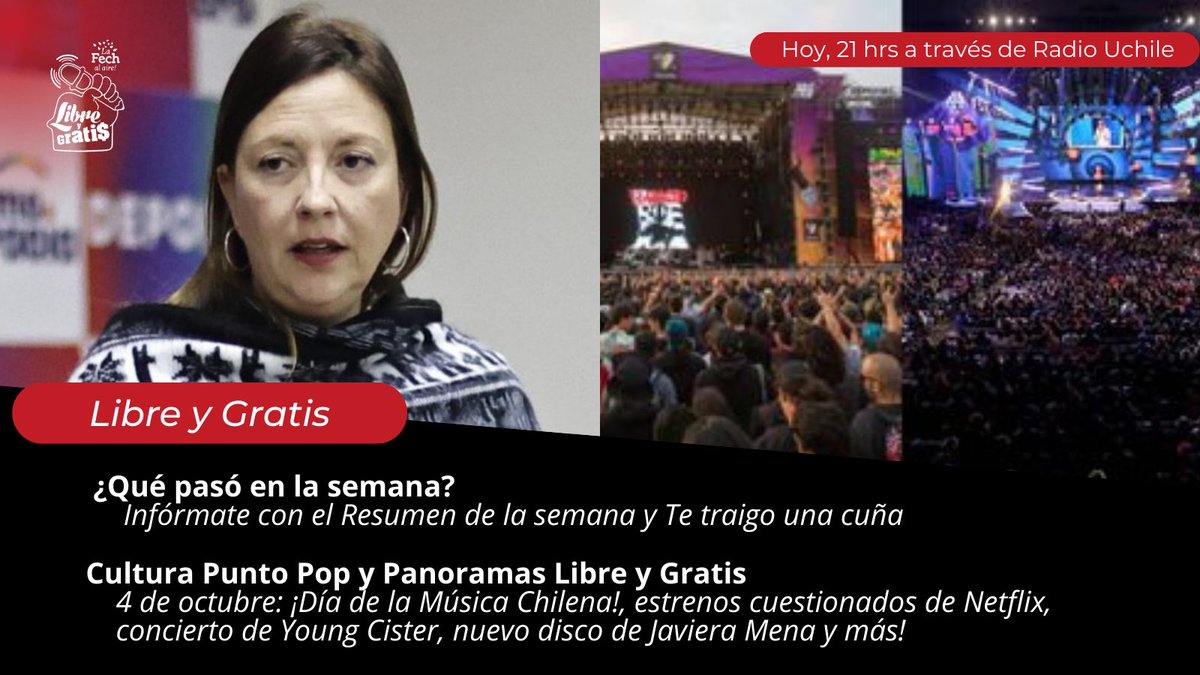 📈¡Proyectos, sentencias y repercusiones futuras, de acuerdo al plan de gobierno y FMI!📉

¡Acompáñanos a las 21 hrs a través de 
<a href="/uchileradio/">Radio Universidad de Chile</a>!

#LollaCL2023, Fabiola Campillai, #Viña2023

📻 102.5 FM
💻 radio.uchile.cl