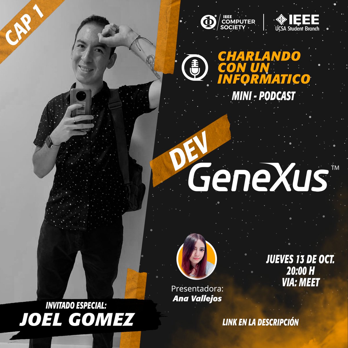 ieeeucsa's tweet photo. (+)
📅 ¿Cuando?: Este jueves 13 de octubre
⏰ Horario:  20:00 h. 🇵🇾
🎙Presentadora: Ana Vallejos
🧑🏻Invitado especial: Joel Gomez
💻 Vía Google Meet.
📲 Inscribite en el siguiente link: https://t.co/w3xkz9191F https://t.co/C6d1hhpcZl