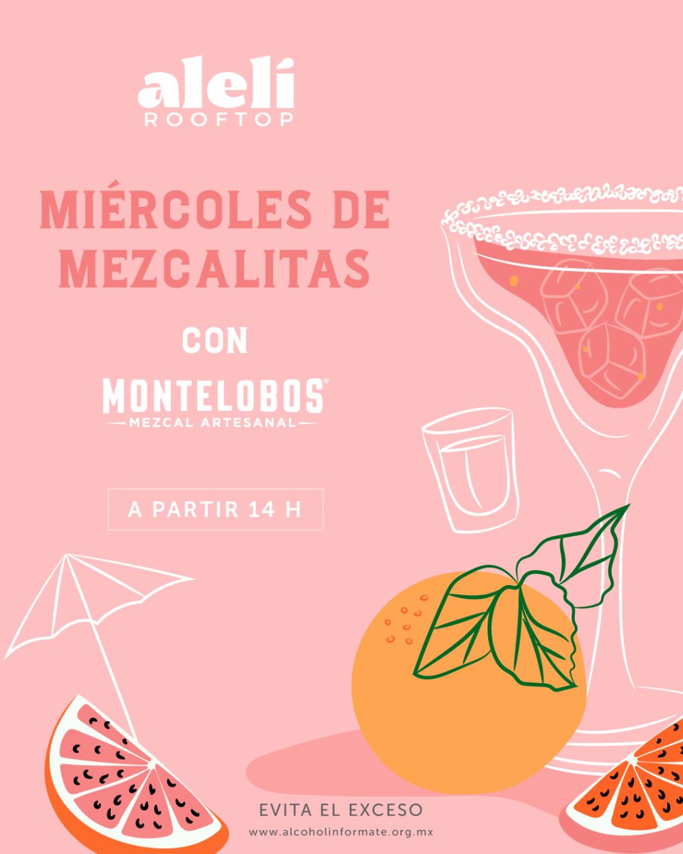 El dinamismo de <a href="/alelirooftop/">AleliRooftop</a> también se refleja en barra. 🍹Disfruta los miércoles de mezcalitas preparadas con <a href="/Montelobos/">Montelobos Mezcal</a>

Coctelería disponible hasta el 26 de octubre.