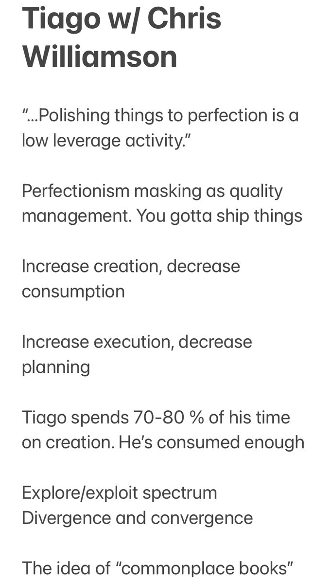 JamesAGovernale's tweet image. ha, well, just got back from an autumn walk listening to your podcast episode with Chris Williamson, so today's note was a consumption note. I shared yesterdays note which was a creative one #creativityoverconsumption #executionoverplanning