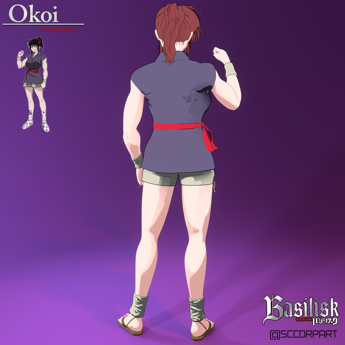 SccorpA's tweet photo. Esta vez quise subirle a la dificultad 👊 y hacer personajes mas complejos y de paso posarlos ✊
en esta ocasión hice a una ninja del Clan Kouga llamada 
Okoi de un anime llamado Basilisk 
Realizada en Blender 2.93.4 
#Okoi #Basilisk #Anime #Blender #b3d #3d https://t.co/tlNuyWduny