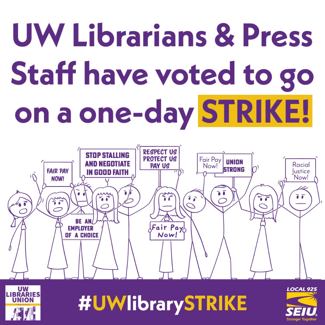 SEIU925's tweet photo. STAY TUNED. We'll announce the date of the strike soon. 

#UWlibrarySTRIKE #Striketober

@UWLibUnion https://t.co/9zF5kqhzrc