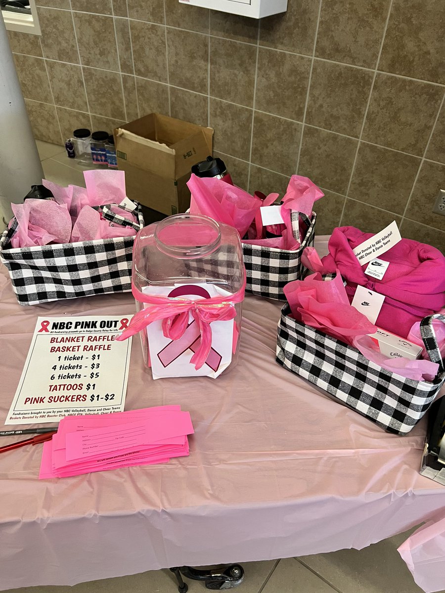 NBCTigerVball's tweet photo. Breast Cancer Awareness Table @ Tiger Arena. Come support a great cause and watch the Lady Tigers # https://t.co/wVYxbnMIvE