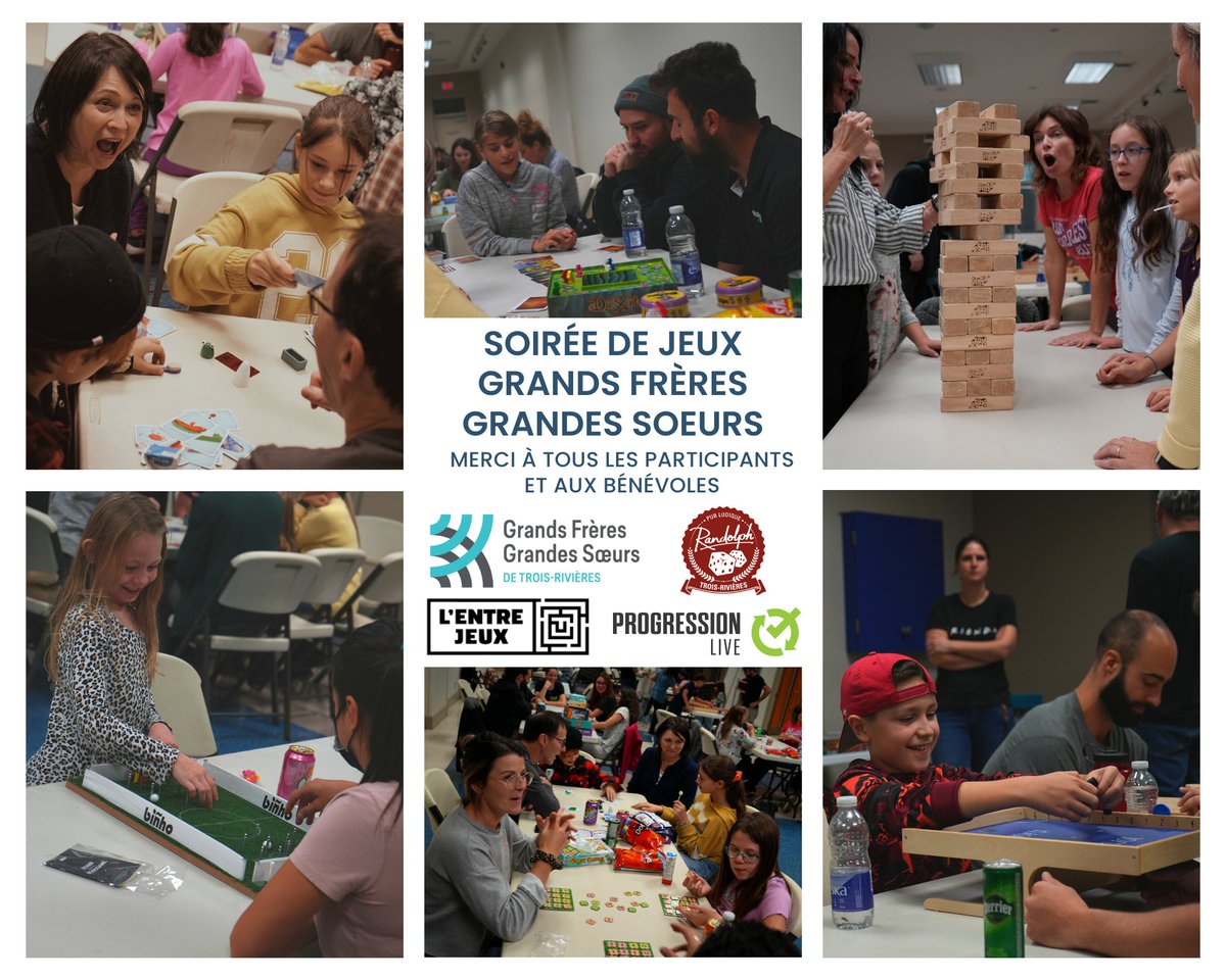 ProgressionLIVE a offert une soirée de jeux de société aux membres de l’organisme Grands Frères Grandes Soeurs de Trois-Rivières. 

Cet organisme crée des relations de mentorat, afin que chaque jeune réalise son plein potentiel.