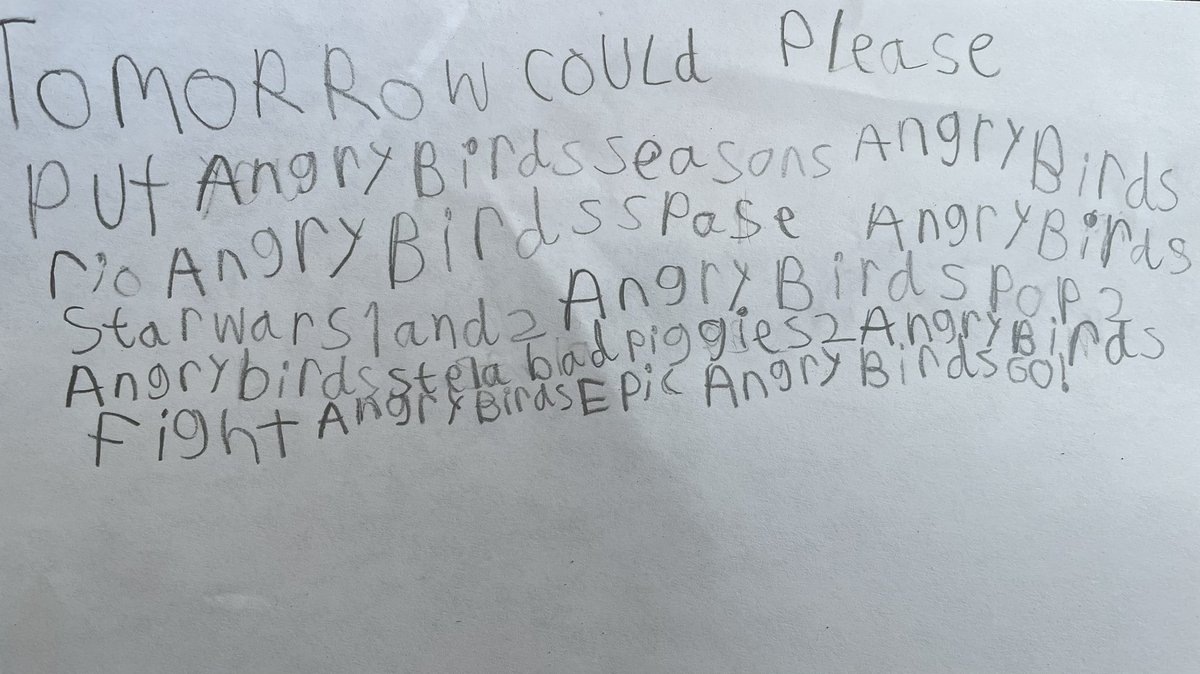 ValCano1977's tweet photo. @Rovio my 7 year old kid is a huge fan of angry birds and he written this 👇🏻���🏻for you https://t.co/ktflk7nTGS