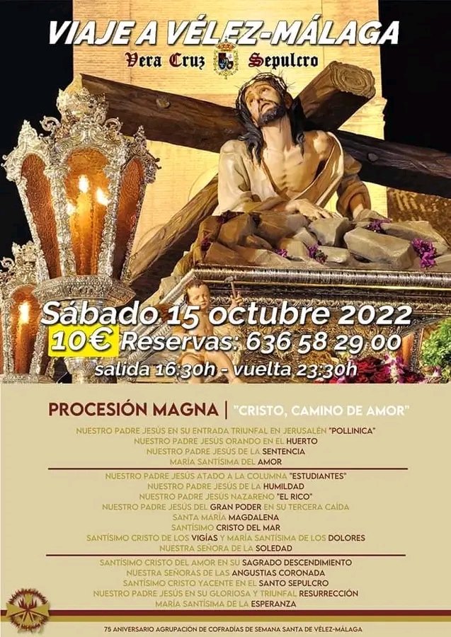 penitentesexita's tweet photo. 📆AGENDA COFRADE | Últimas plazas para asistir al Viaje ala Magna de Vélez-Málaga organizado por la @VCruzySepulcro. Posibilidad de recoger en La Herradura 

#Almuñécar #CofradíasAlmuñécar #SemanaSantaAlmuñécar #Almuñécarpenitente #MagnaVelez https://t.co/ODHwdPmRCP