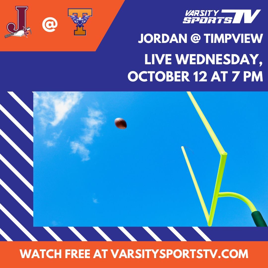 VarsitySportsTV's tweet photo. Tomorrow night Jordan plays at Timpview watch live for free on https://t.co/1BlzRIPHki @GoBeetdiggers @T_BirdFootball @timpview_tbirds @timpviewsports   #TBirdFootball #GOTBIRDS #timpviewathletics #HighSchoolFootball #GameNightLive #FallSports #HighSchoolSports https://t.co/uyWU0aZzqx