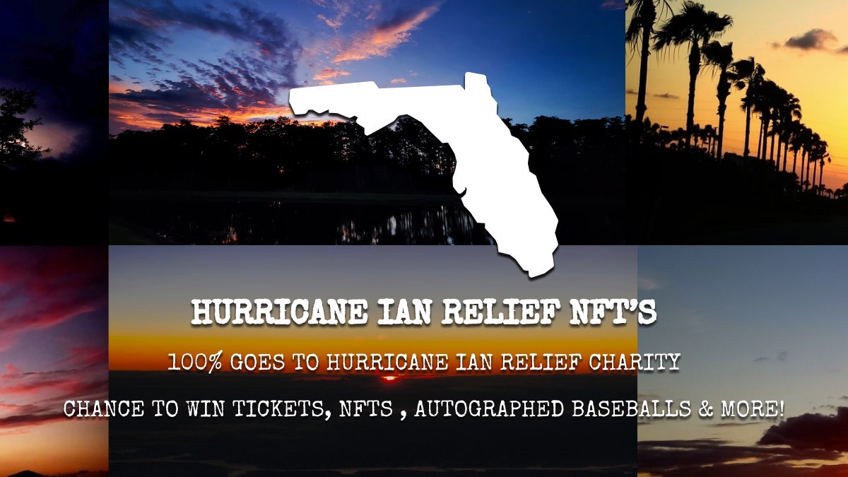 Hurricane Ian relief NFTs are now LIVE at Web3CFL.com !!!!

Details: 
-10k NFTs
-$25 NFT = 1 Raffle Ticket 
-Accepting crypto &amp; Fiat
-Art from DALL-E &amp; Local Central Florida artists

Chance to win Tickets, NFT’s, Autographed baseballs + more! 

Partners &amp; Prizes 🧵 👇🏽