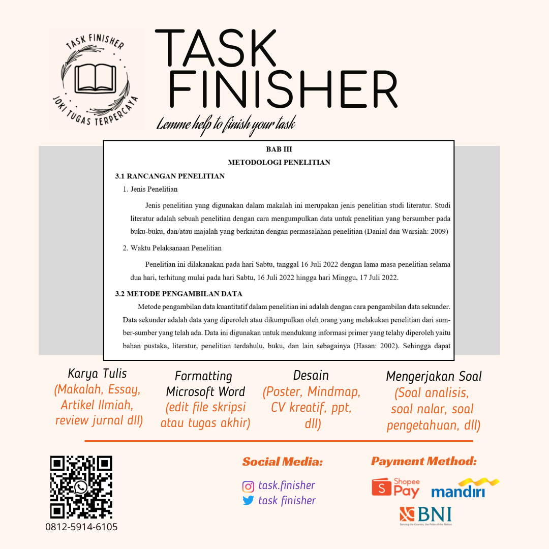 task_clear's tweet photo. Butuh jasa joki? Silakan hubungi WhatsApp berikut: https://t.co/gvW49MuYnz
Senang bisa membantu ;-)
#jokitugas #jokitugaskuliah #zonauang #jokiketik https://t.co/rCQyBseubD