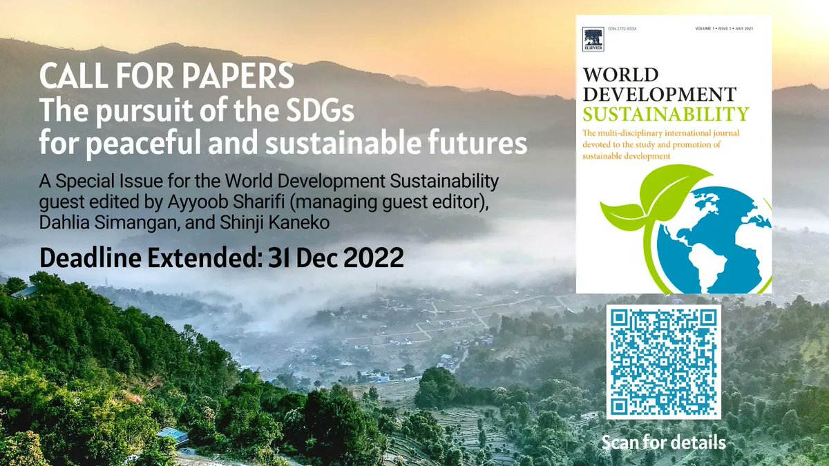 DEADLINE EXTENDED! It is not too late to submit your paper. The deadline for the Special Issue for World Development #Sustainability has been extended to December 31, 2022! Author instructions and submission details are available on our page buff.ly/3KMMAn3