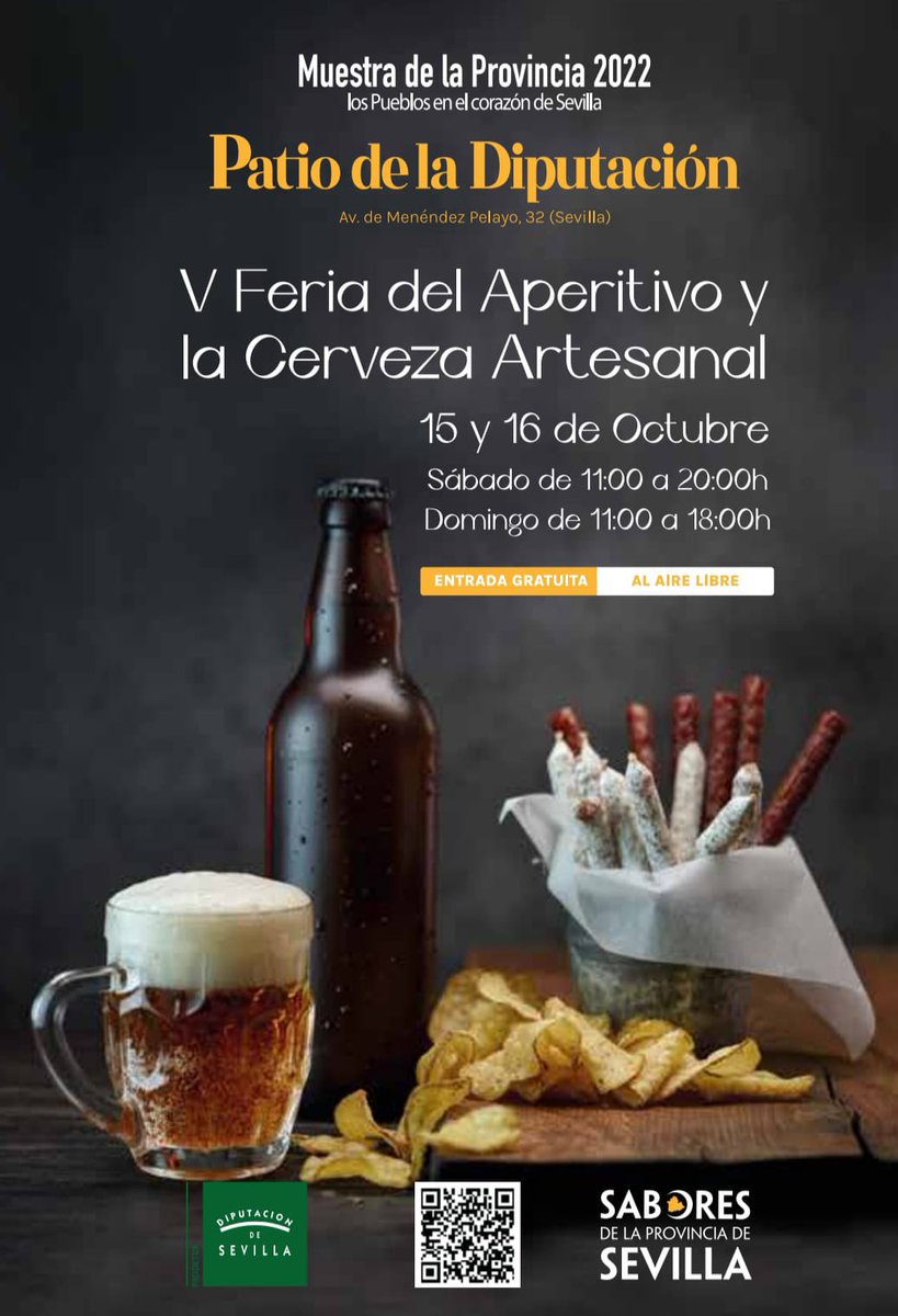 wellDone_quesos's tweet photo. V FERIA DEL APERITIVO Y LA  CERVEZA ARTESANAL en el Patio de la @DIPUSEVI.
➡️ Este fín de semana.
 ✅ 15 y 16 de #Octubre https://t.co/GHFENgibdt