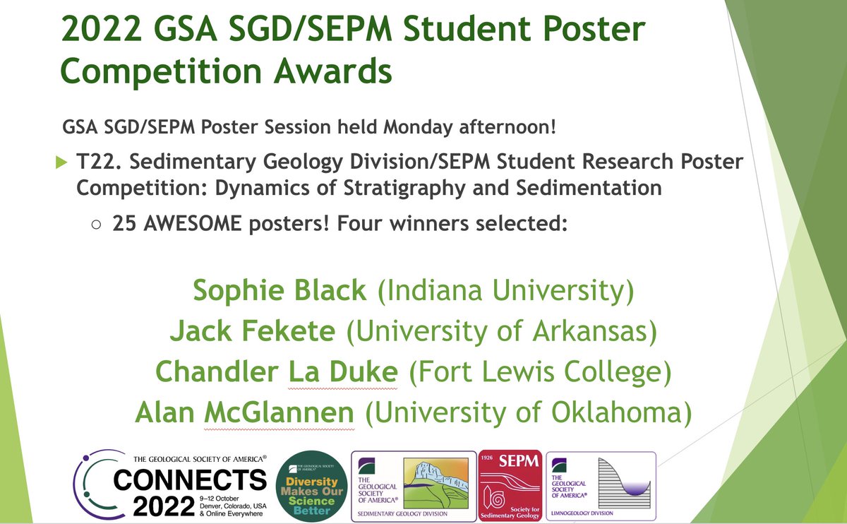 GSA Sedimentary Geology Division (@gsa_sgd) on Twitter photo We are getting ready to celebrate our awards <a href="/geosociety/">geosociety</a> Connects 2022 in Ballroom 4E/F of the Denver Convention Center - Announcing our student poster award winners from the poster session on Monday! 📣📣📣 We are getting ready to celebrate our awards <a href="/geosociety/">geosociety</a> Connects 2022 in Ballroom 4E/F of the Denver Convention Center - Announcing our student poster award winners from the poster session on Monday! 📣📣📣