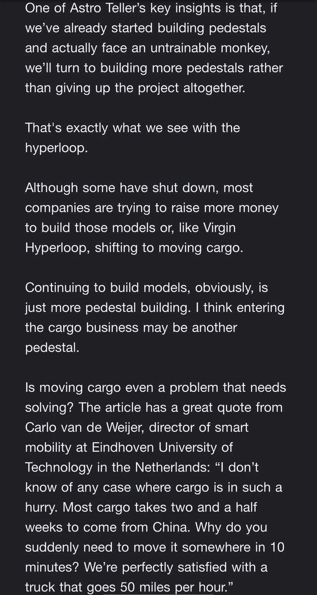 Astro Teller’s “Monkeys and Pedestals”mental model is very intuitive but hard to implement. This piece by <a href="/AnnieDuke/">Annie Duke</a> lays it out with a Hyperloop story. 

”Show me the incentive and I’ll show you the outcome”-Charlie Munger   us17.campaign-archive.com/?e=307804ec83&…