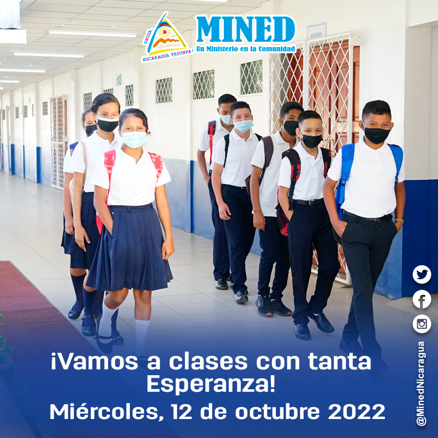 #Nicaragua | Regreso a Clases en todos los Centros Educativos del país. 📚📝

Miércoles, 12 de octubre 2022.