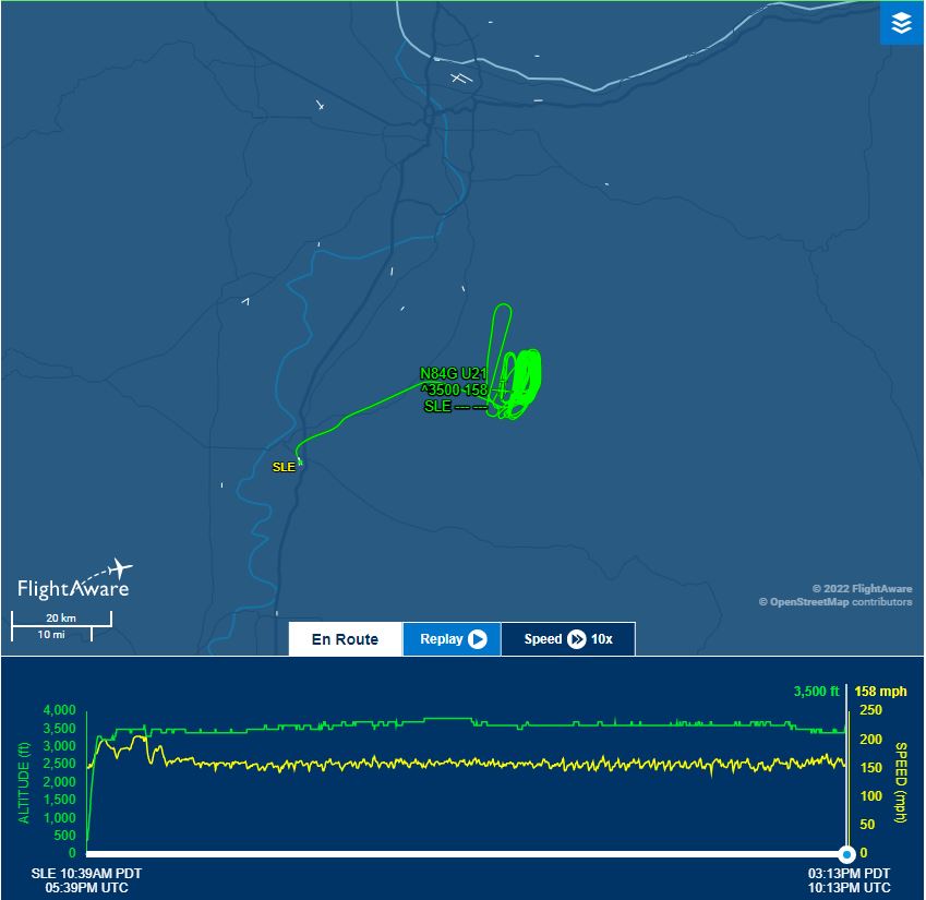 rafeapotomus's tweet photo. Dynamic Avlease Beachcraft 65-A90-1 suspiciously looking like a surveillance sorty out of #SLE.  Past flights put it in areas of highly suspect pot grows.  Perhaps that is today's op.  #N84G #eyeinthesky #PDX #piaware #flightaware #spyplane https://t.co/5NDMe3KNRD