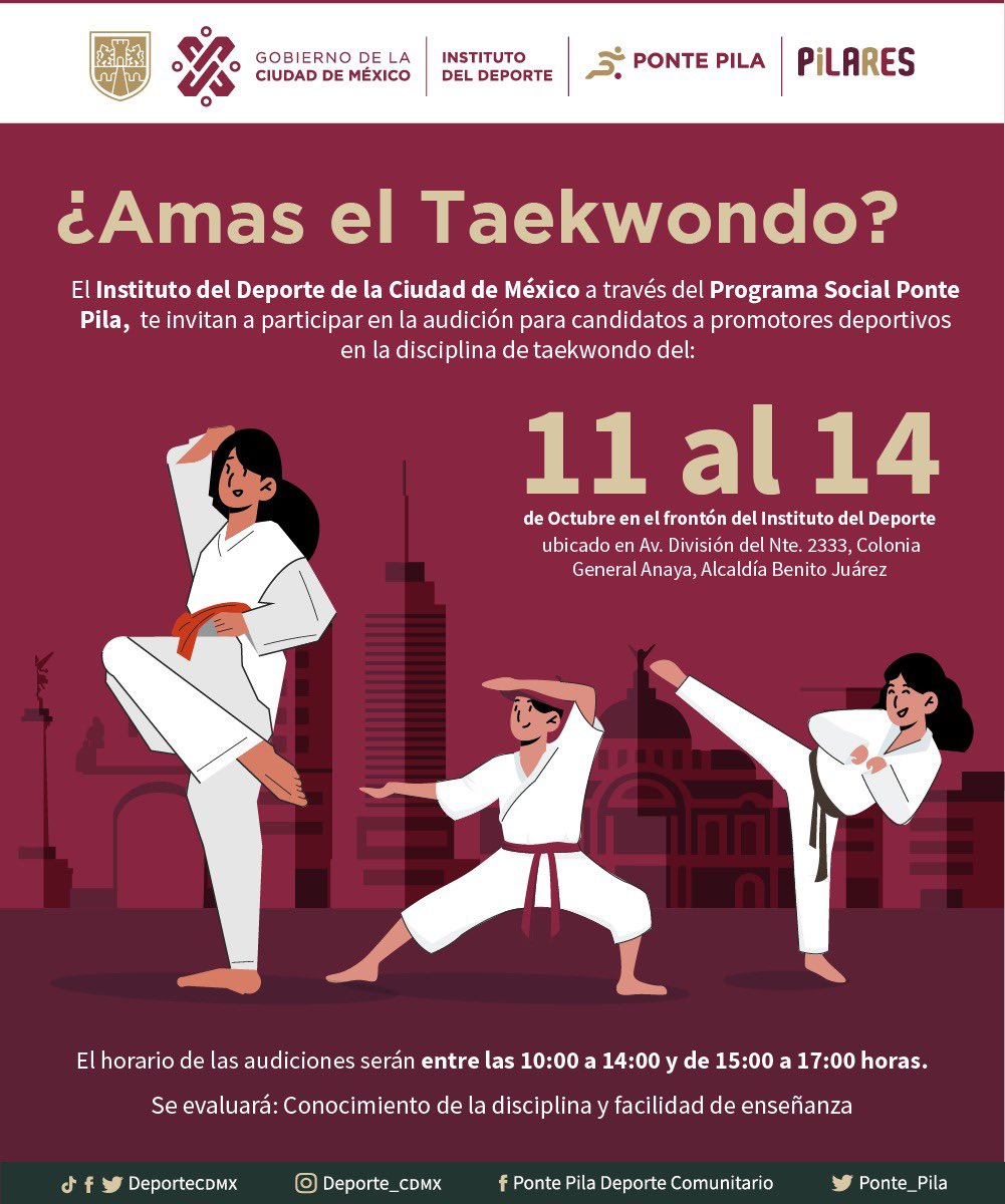 Javier_Hidalgo's tweet photo. Miren que bien van las audiciones para promotores de #Taekwondo de @Ponte_Pila para el sistema de educación comunitaria @CdmxPilares. https://t.co/iQ81E9BgJB