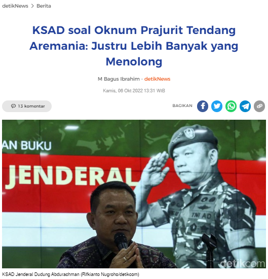 Rizna96's tweet photo. Sinergi KSAD Dudung dan Arema FC siap-siap gebukin pengusutan Tragedi Kanjuruhan oleh Kapolri @ListyoSigitP . KSAD Dudung memang tidak tahu diri !

https://t.co/f65zo1nWeK
https://t.co/YoZZ33Lo1W https://t.co/eBCvAzOyNU