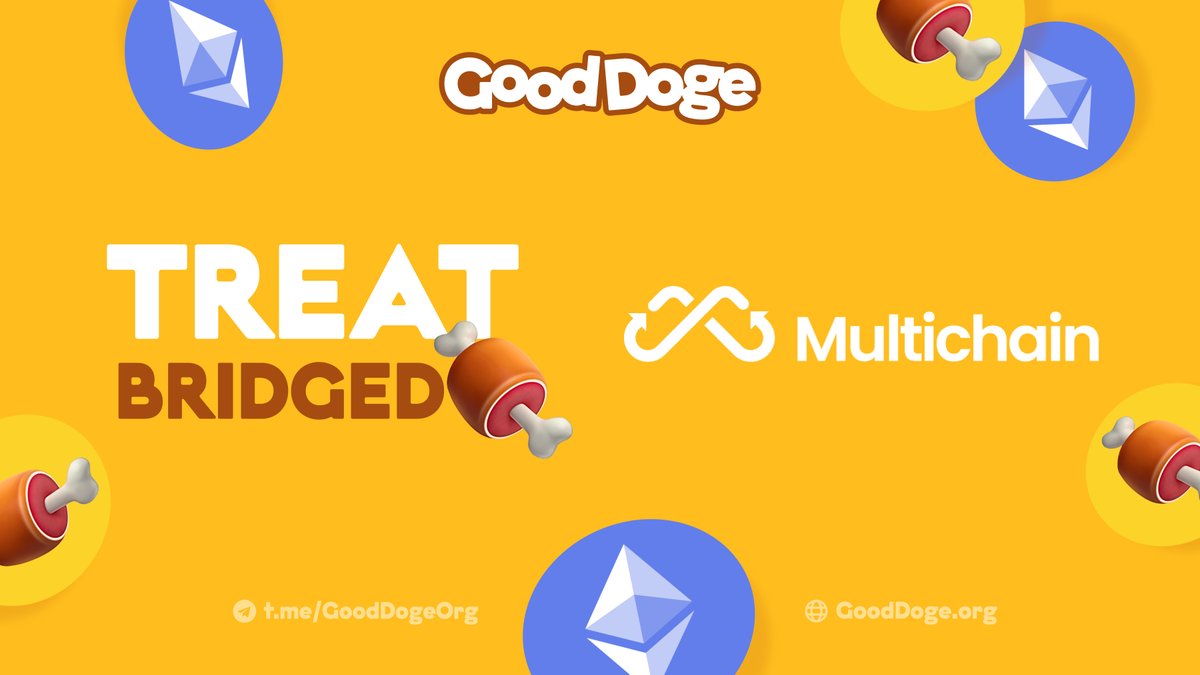 DOGECHAIN 🤝 ETH

#GoodDogeOrg 🍖 $TREAT has been bridged into $ETH thanks to <a href="/MultichainOrg/">Multichain (Previously Anyswap)</a> 🙌

You can now trade TREAT on <a href="/Uniswap/">Uniswap Labs 🦄</a> 🦄🚀
and bridge between ETH and #Dogechain on Multichain.org!

ETH Contract Address:
0x6CDda72FC9D1a8aA0750ac640C5D6a8922De3B72