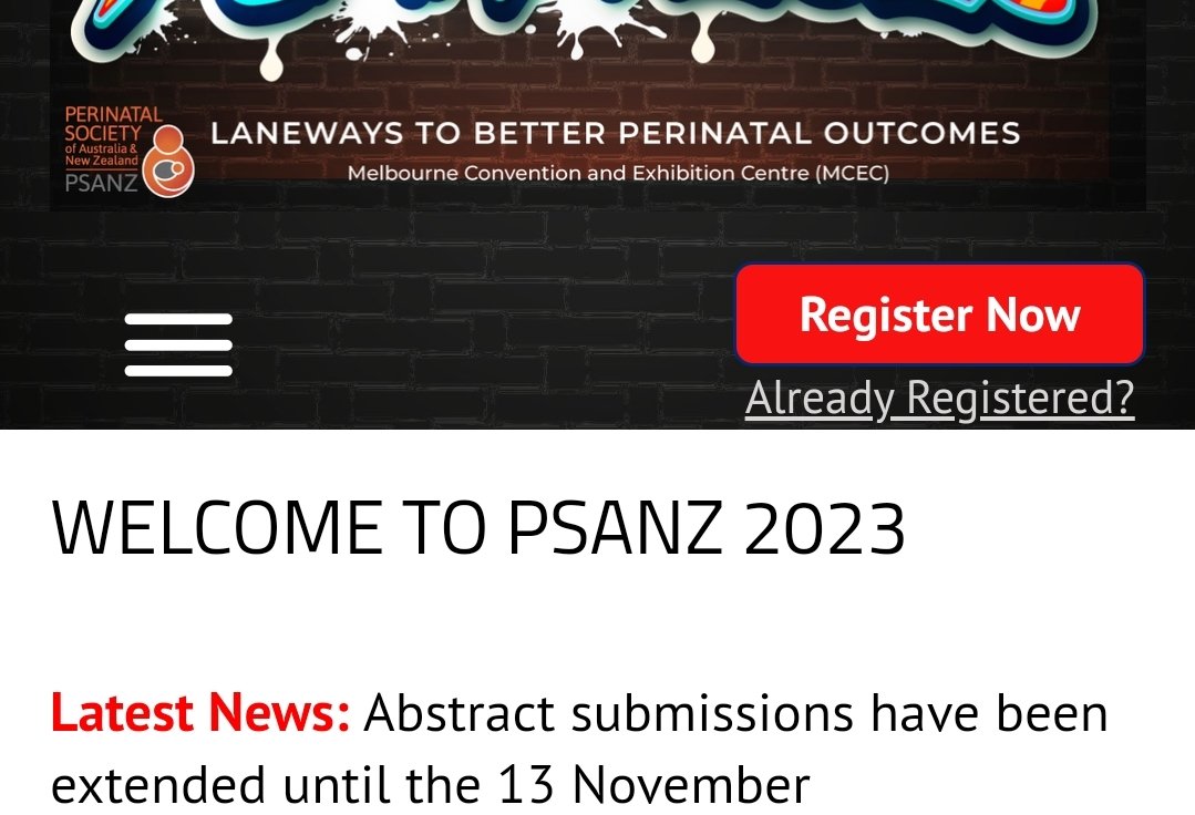 Dear Overseas Friends & Colleagues A month to go for abstract submissions to this premier perinatal meeting in ANZ. We would love to host you in Melbourne in early March 2023. @DaviesTuck @CarolineHomer @drbretty web.cvent.com/event/281ccc02… #PSANZ2023 @mypsanz @ESPR_EBN @EBNEO